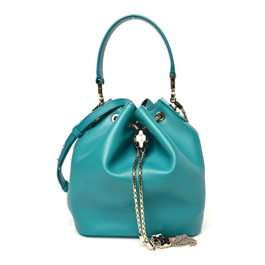 Calfskin Serpenti Forever Bucket Bag Tropical Turquoise