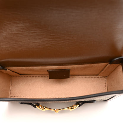 GG Supreme Monogram Mini Horsebit 1955 Shoulder Bag Beige Brown Sugar