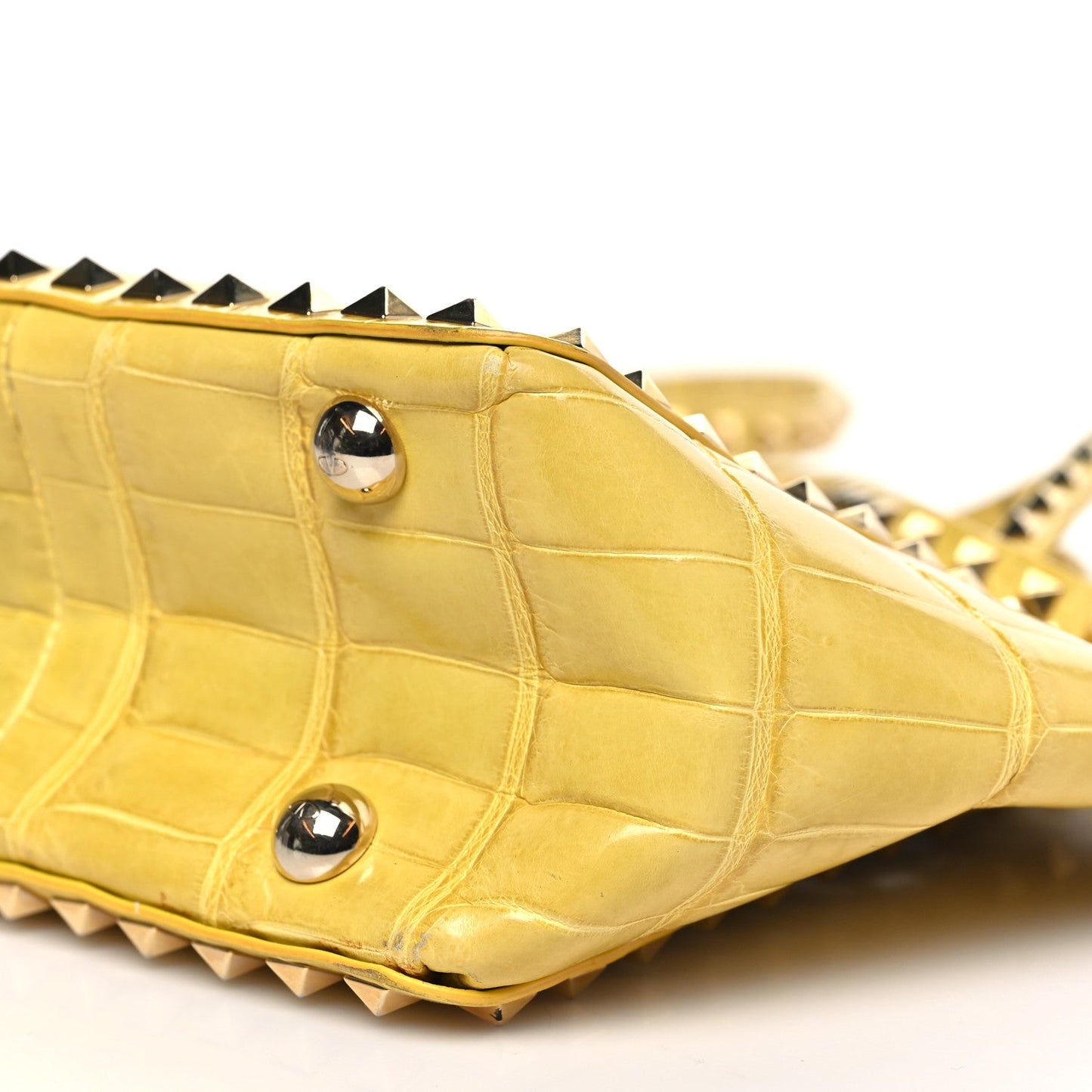 Crocodile Small Rockstud Tote Jonquill