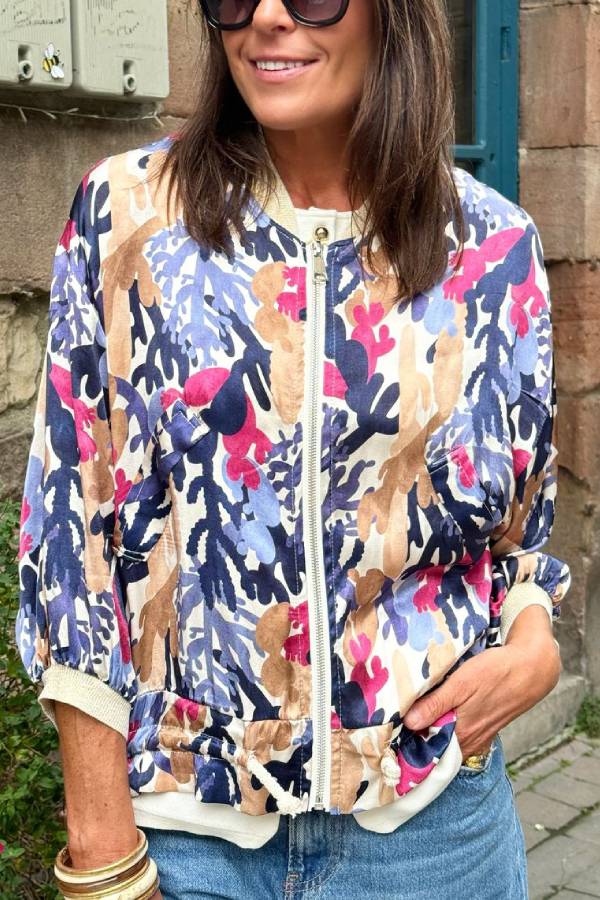 Chaqueta informal holgada de moda con cremallera