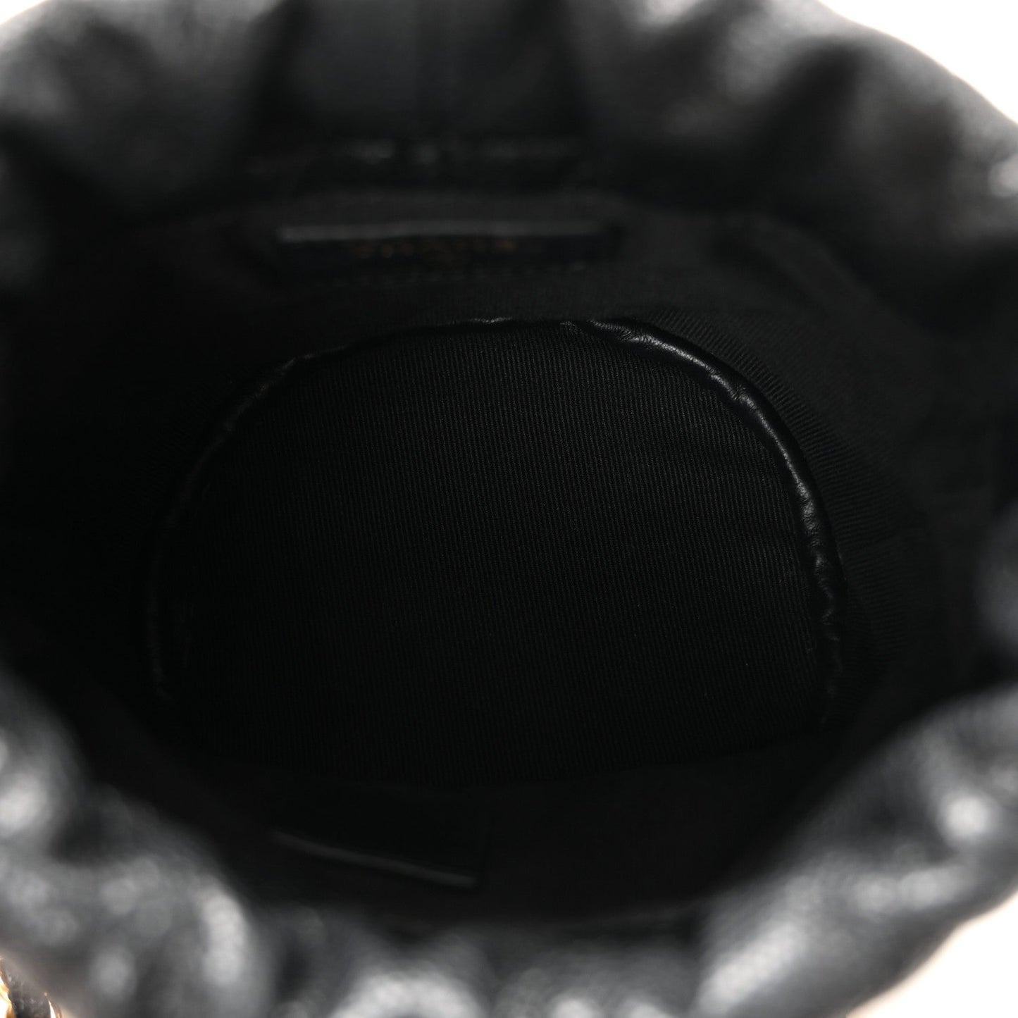 Caviar Quilted Coco First Bucket Clutch With Chain Black