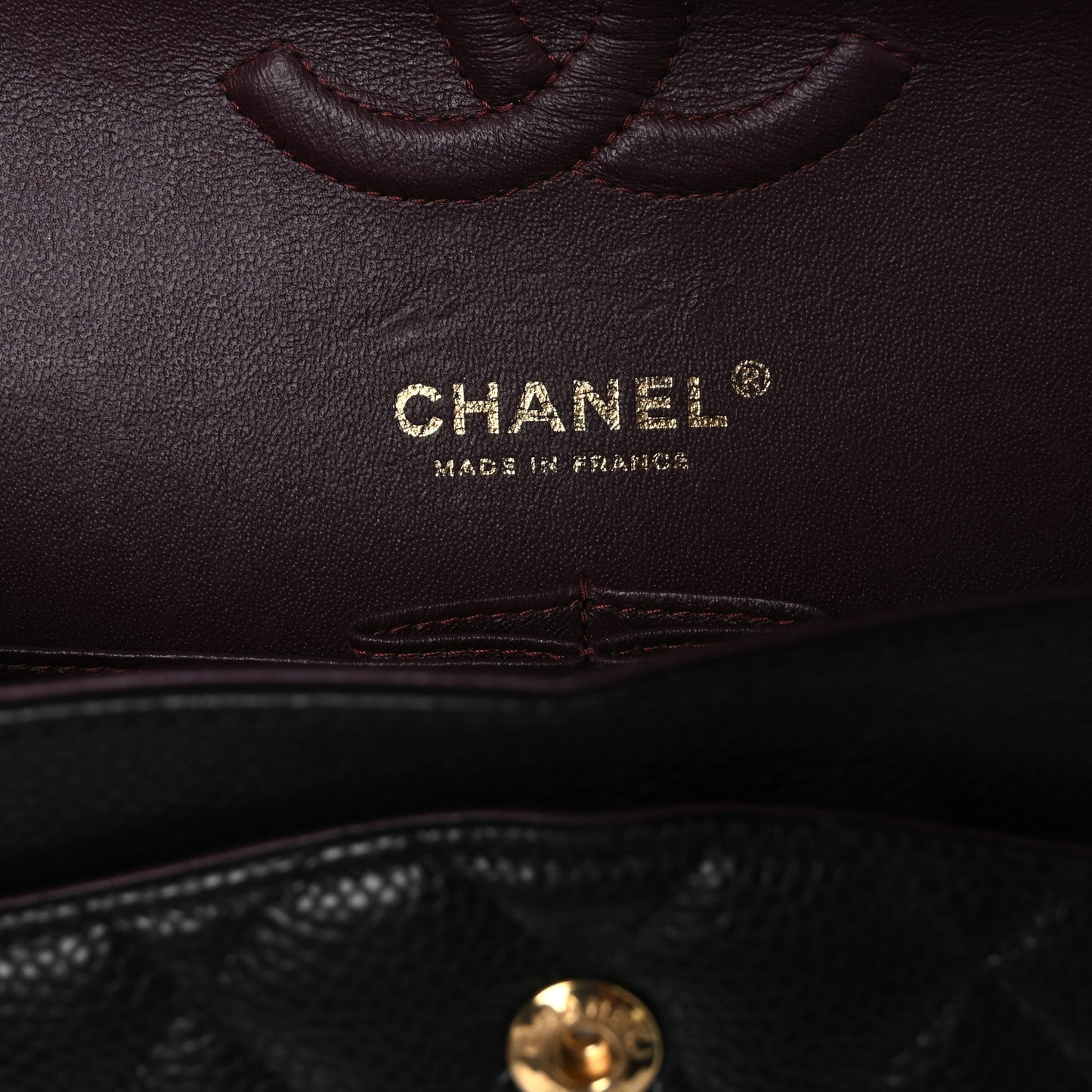 Caviar Quilted Medium Double Flap Black