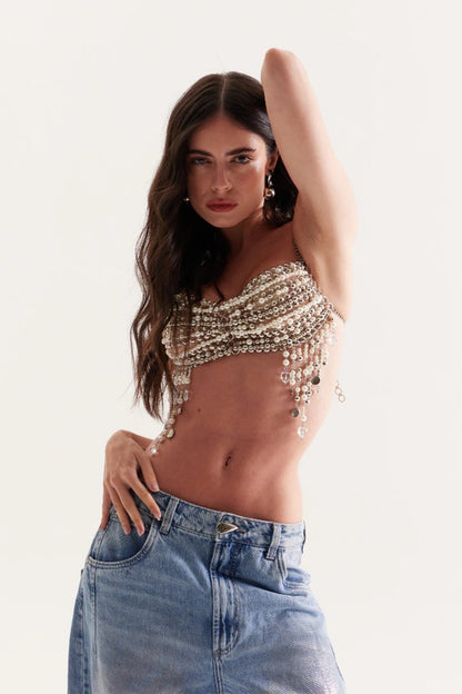 Top con cuentas de perlas Marian 