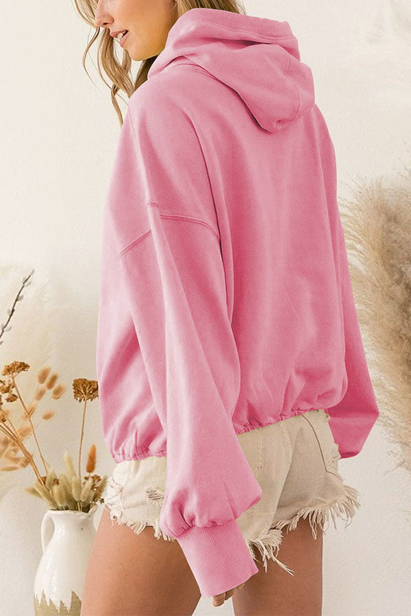 Sudadera con capucha de manga larga con cremallera y cordón ajustable