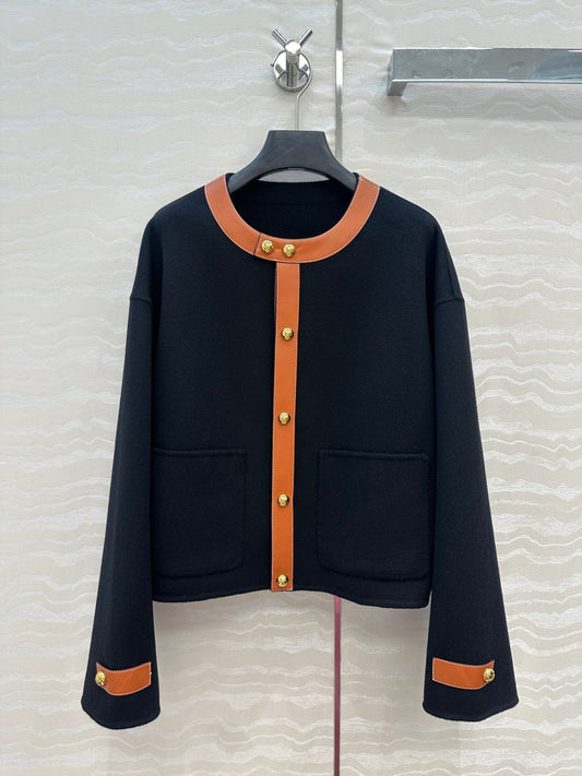 CE Arc De Triomphe Gold-Button Black Cashmere Coat
