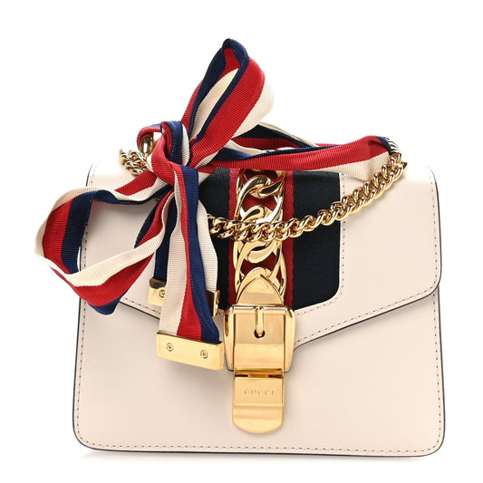 Calfskin Mini Sylvie Shoulder Bag White