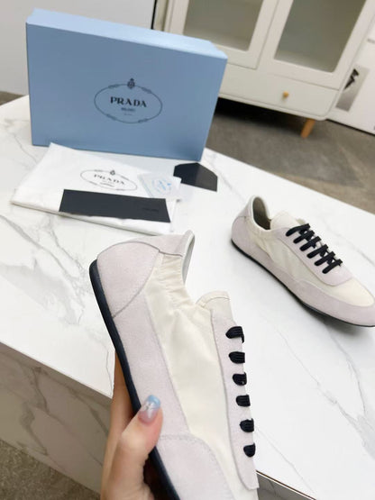 PRA COLLAPSE SNEAKERS GREY AND WHITE BRUSHED LEATHER PATCHWORK