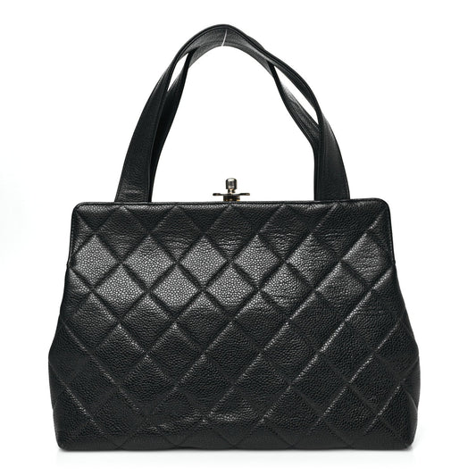 Caviar Quilted Frame Shoulder Bag Black