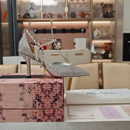 Jimmy 25 Stevie 80 Pumps Silver Satin 240059