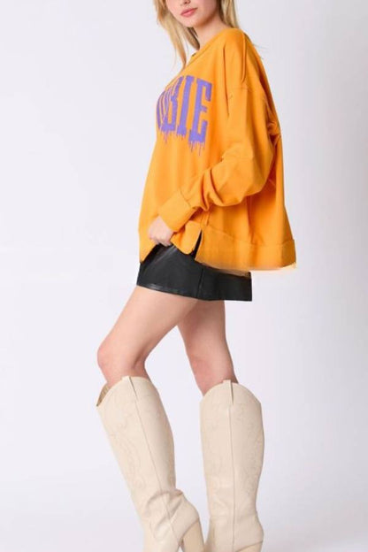 Sudadera informal holgada con estampado de letras de Halloween 