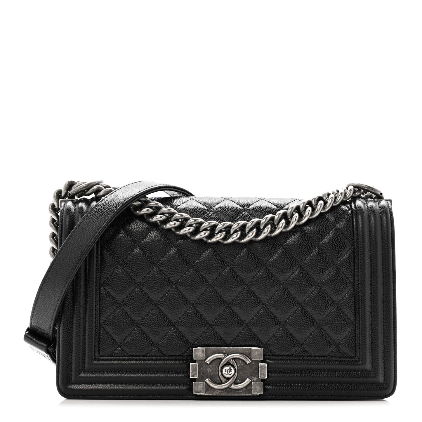 Caviar Quilted Medium Boy Flap Black