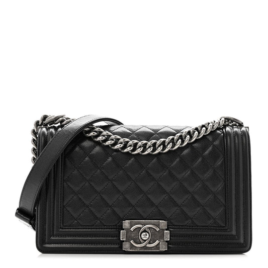 Caviar Quilted Medium Boy Flap Black