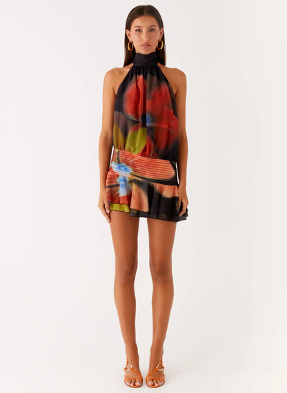 Willow Chiffon Mini Dress - Moody Floral