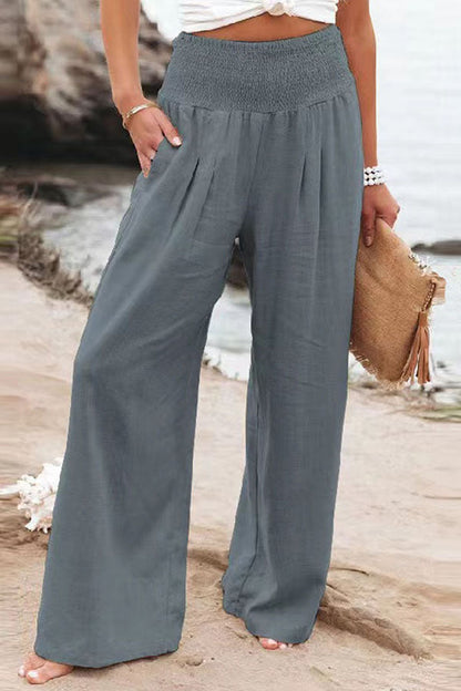 Pantalones fruncidos con bolsillos de mezcla de lino Fresh Air