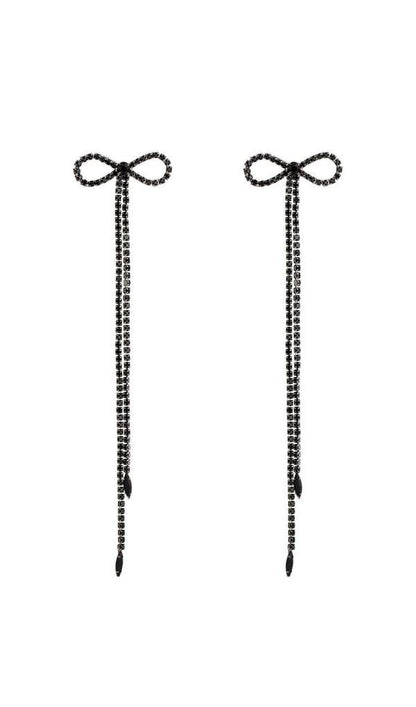 Diamante Bowknot Tassel Earrings