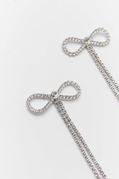 Diamante Bowknot Tassel Earrings