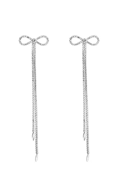 Diamante Bowknot Tassel Earrings