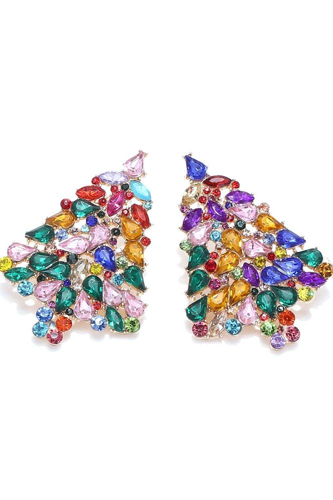 Pendientes de árbol de Navidad con diamantes 