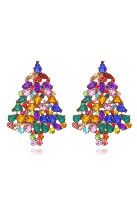 Pendientes de árbol de Navidad con diamantes 