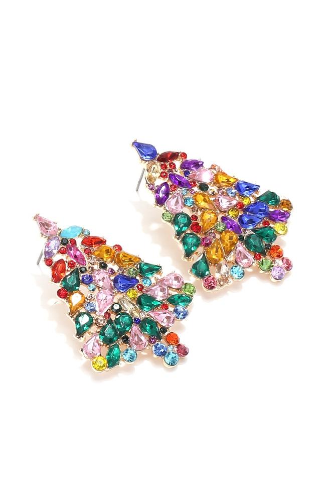 Pendientes de árbol de Navidad con diamantes 