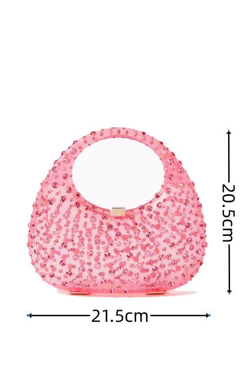 Bolso de mano de acrílico con adornos de diamantes