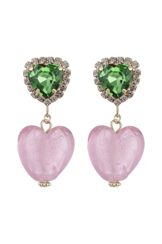 Pendientes colgantes con corazón de diamante en contraste 