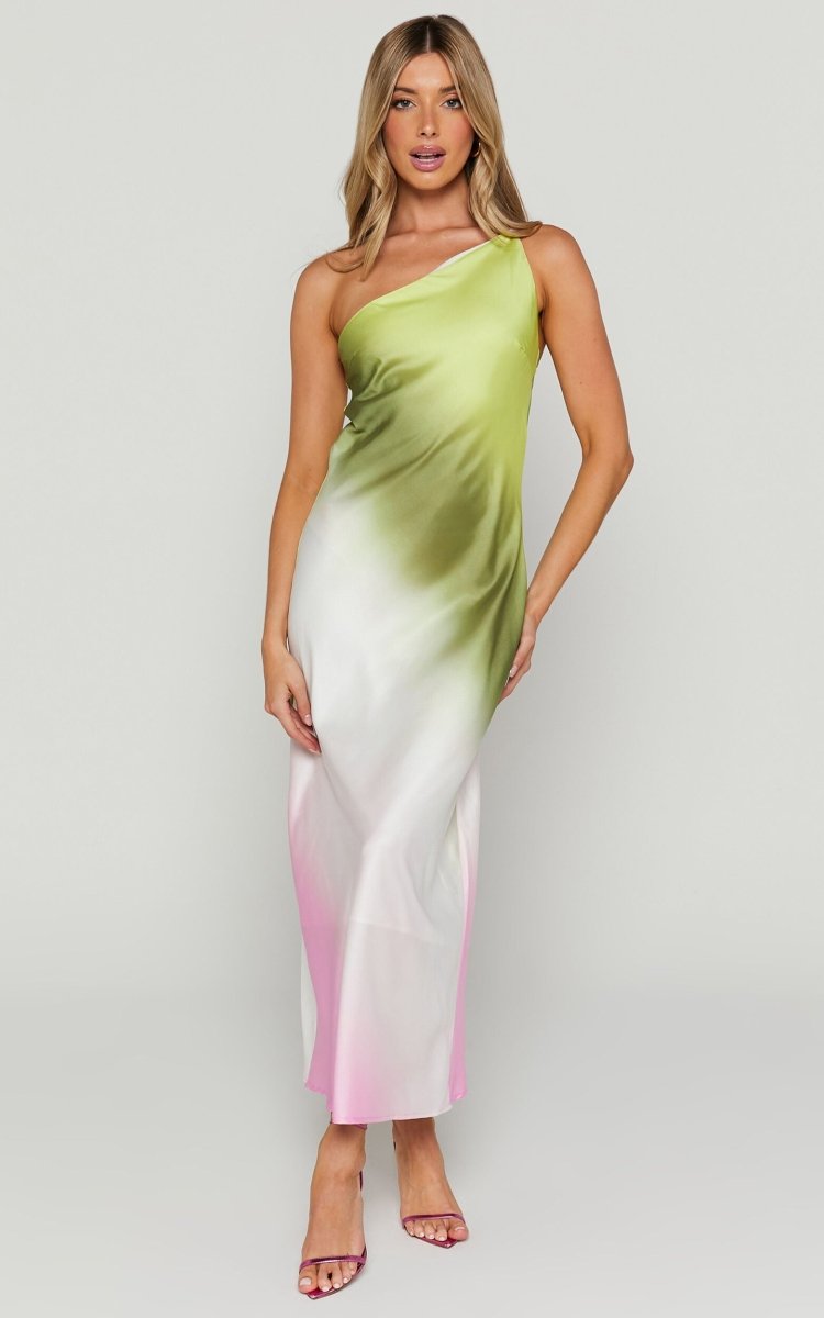 Vestido largo con efecto tie dye de un solo hombro Diane 