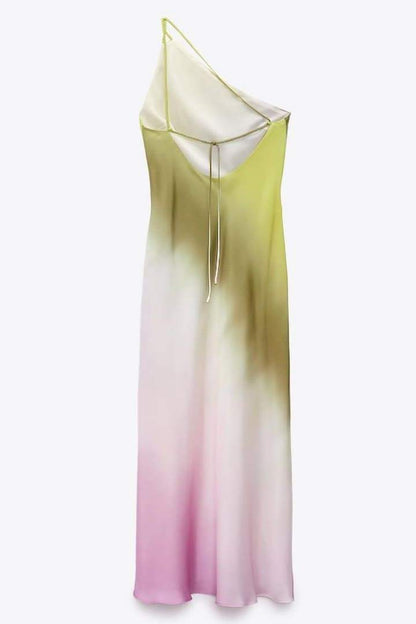 Vestido largo con efecto tie dye de un solo hombro Diane 