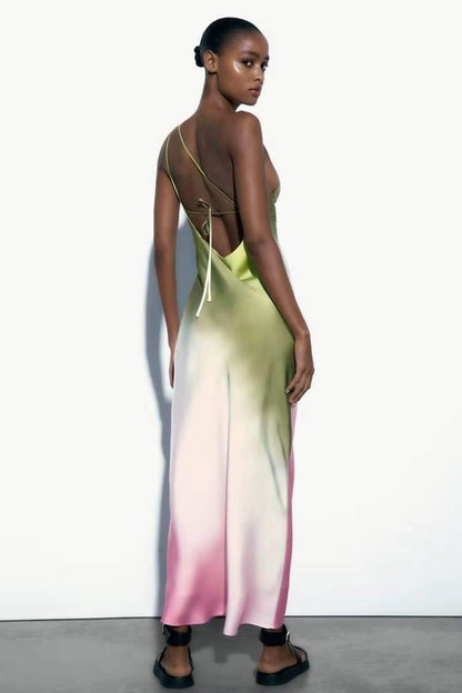 Vestido largo con efecto tie dye de un solo hombro Diane 