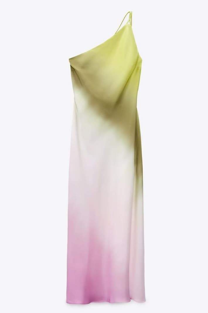 Vestido largo con efecto tie dye de un solo hombro Diane 