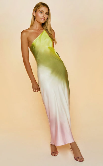 Vestido largo con efecto tie dye de un solo hombro Diane 