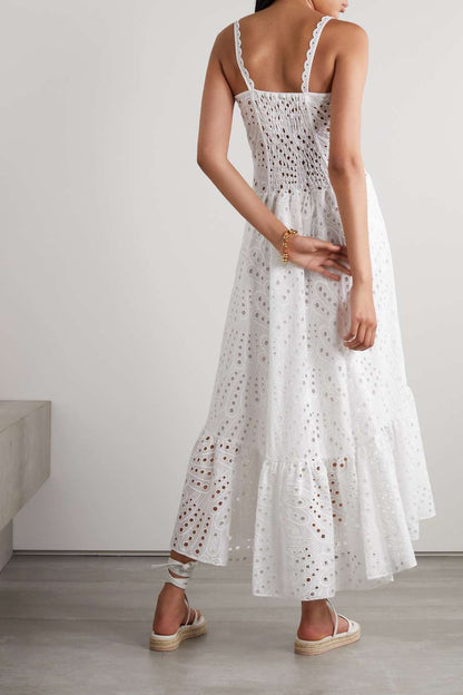 Vestido bustier midi de encaje bordado Dolly 