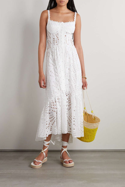 Vestido bustier midi de encaje bordado Dolly 