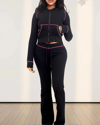 Casual Hooded Trousers Suit
