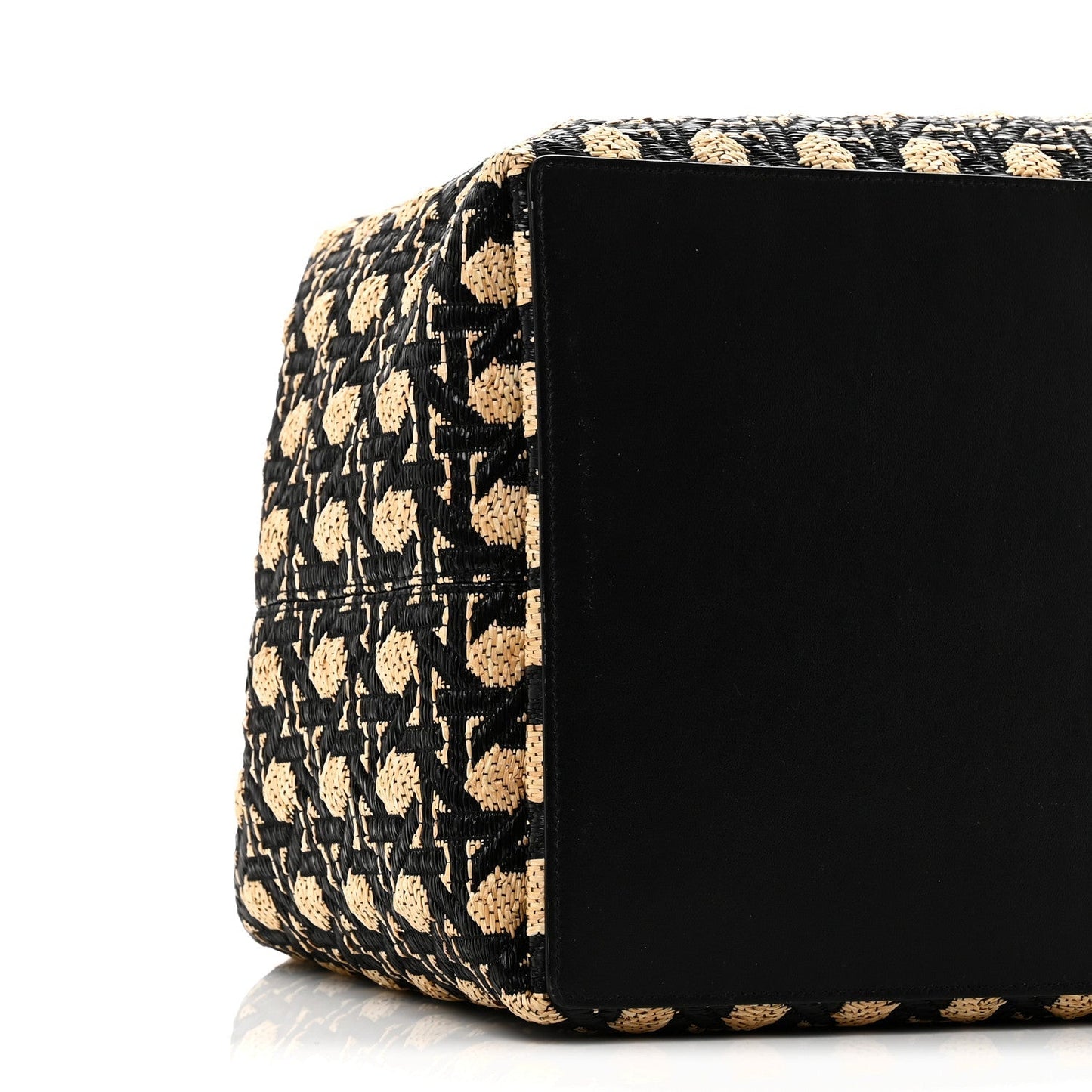 Raffia Calfskin Cannage Large Toujours Black Beige