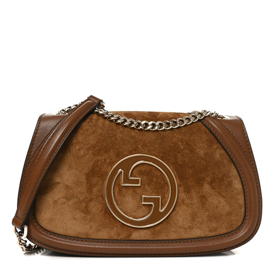 Suede Calfskin Blondie Medium Shoulder Bag Light Brown