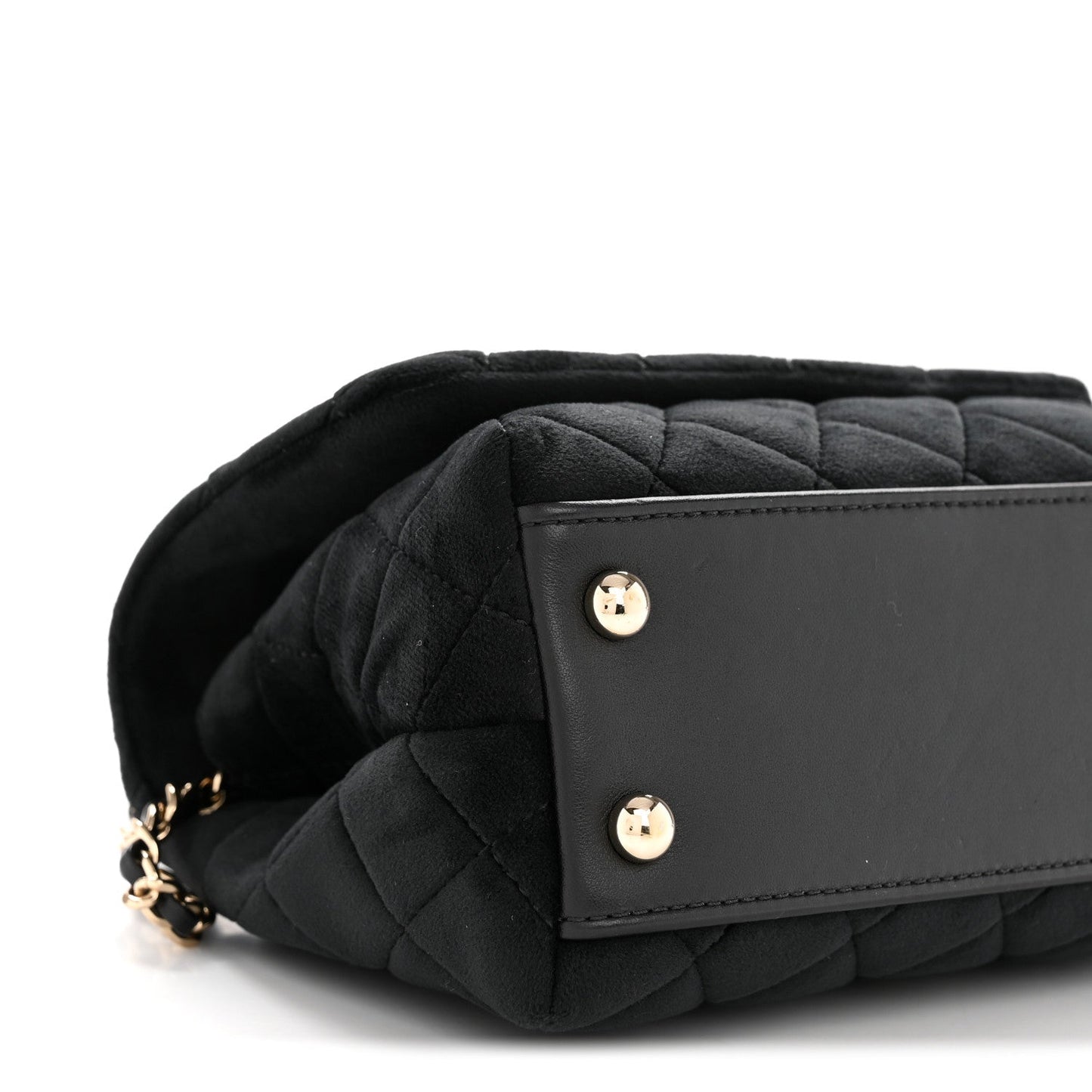 Velvet Crystal Quilted Extra Mini Coco Handle Flap Black