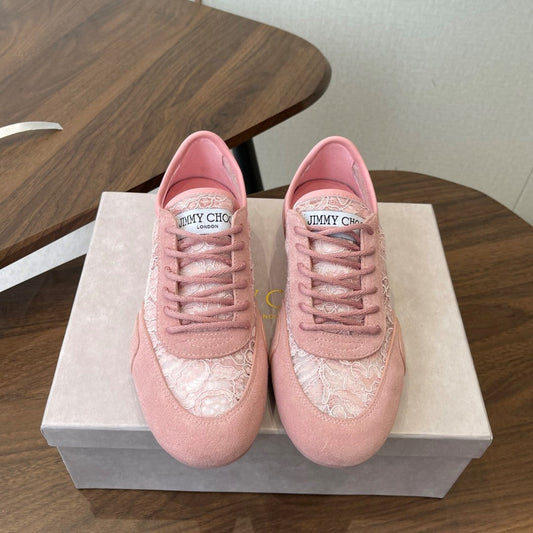 Jimmy Choo Sunny F Sneaker Pink Lace Leather