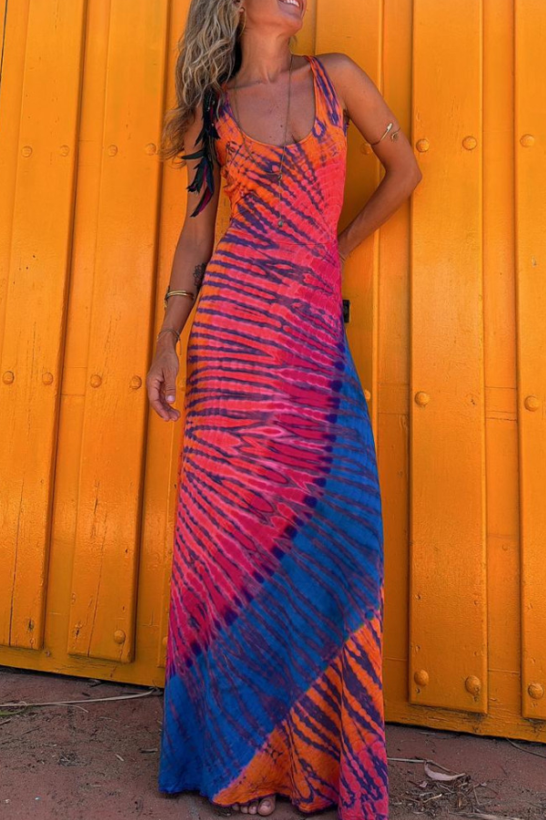 Vestido largo elástico con espalda cruzada