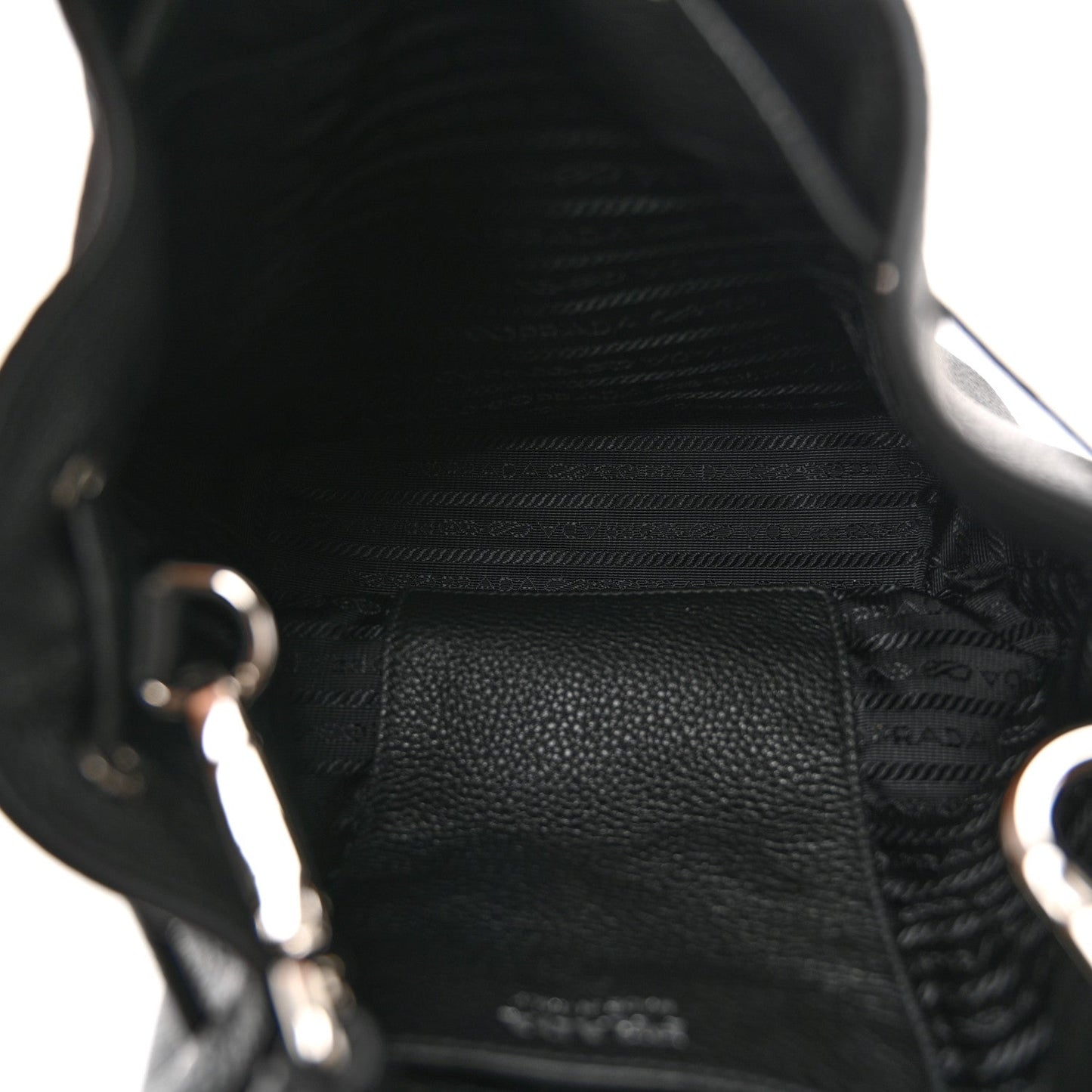 Vitello Daino Soft Drawstring Bucket Bag Black
