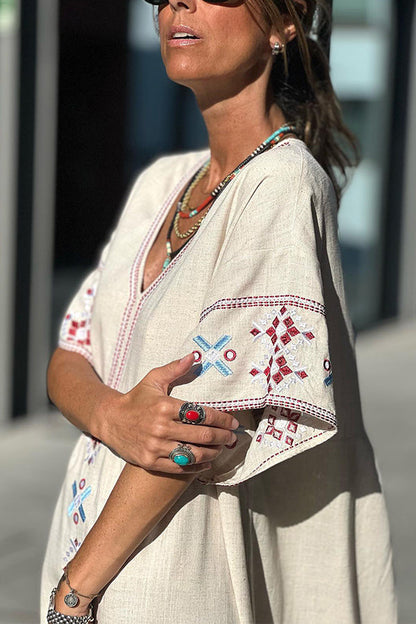 Vestido extragrande de mezcla de lino