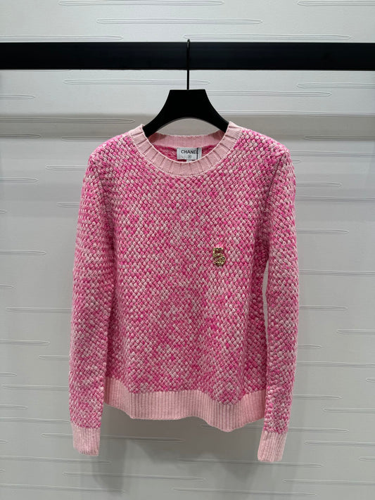 CC 25 Contrast Color Sweater 5 Brooch Pink Wool 305411