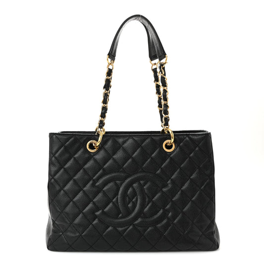 Caviar Quilted Grand Shopping Tote GST Black