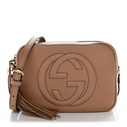 Pebbled Calfskin Small Soho Disco Bag Camelia