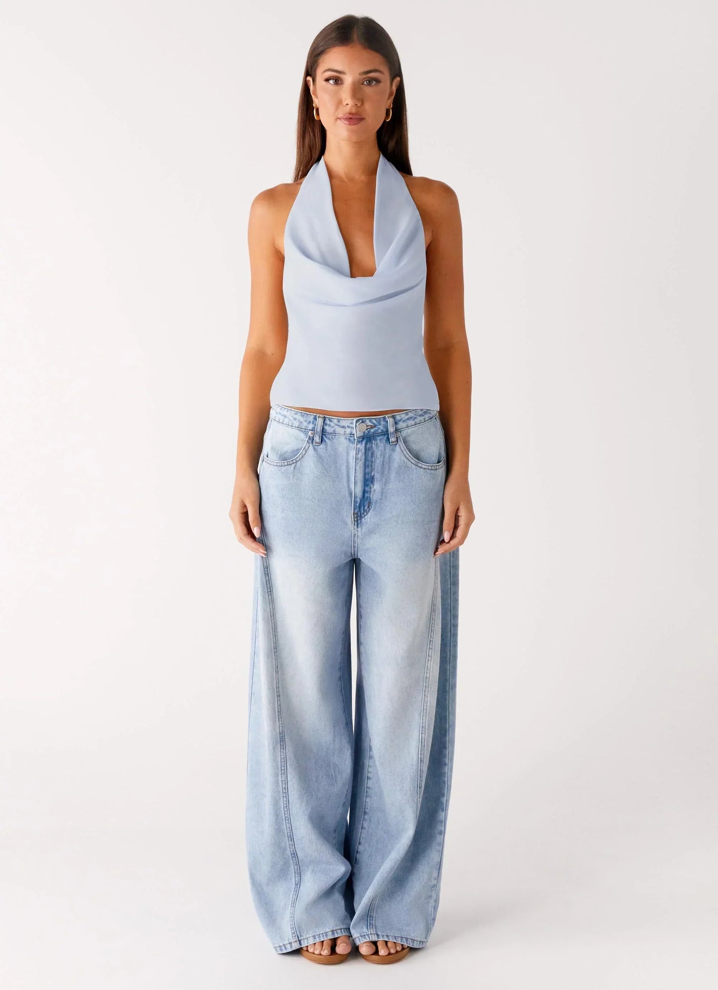 Charli Cowl Top - Blue