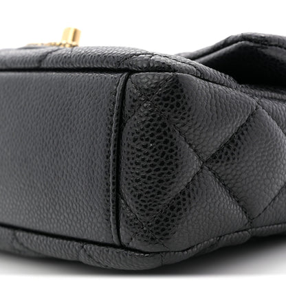 Grained Lambskin Quilted Mini Flap Black