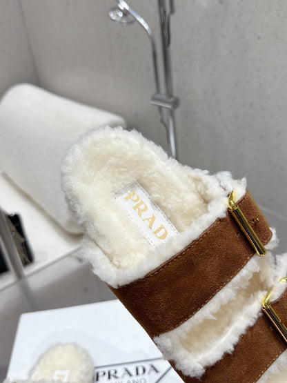 Pra 2025 Sandal Brown White Suede Wool 554329
