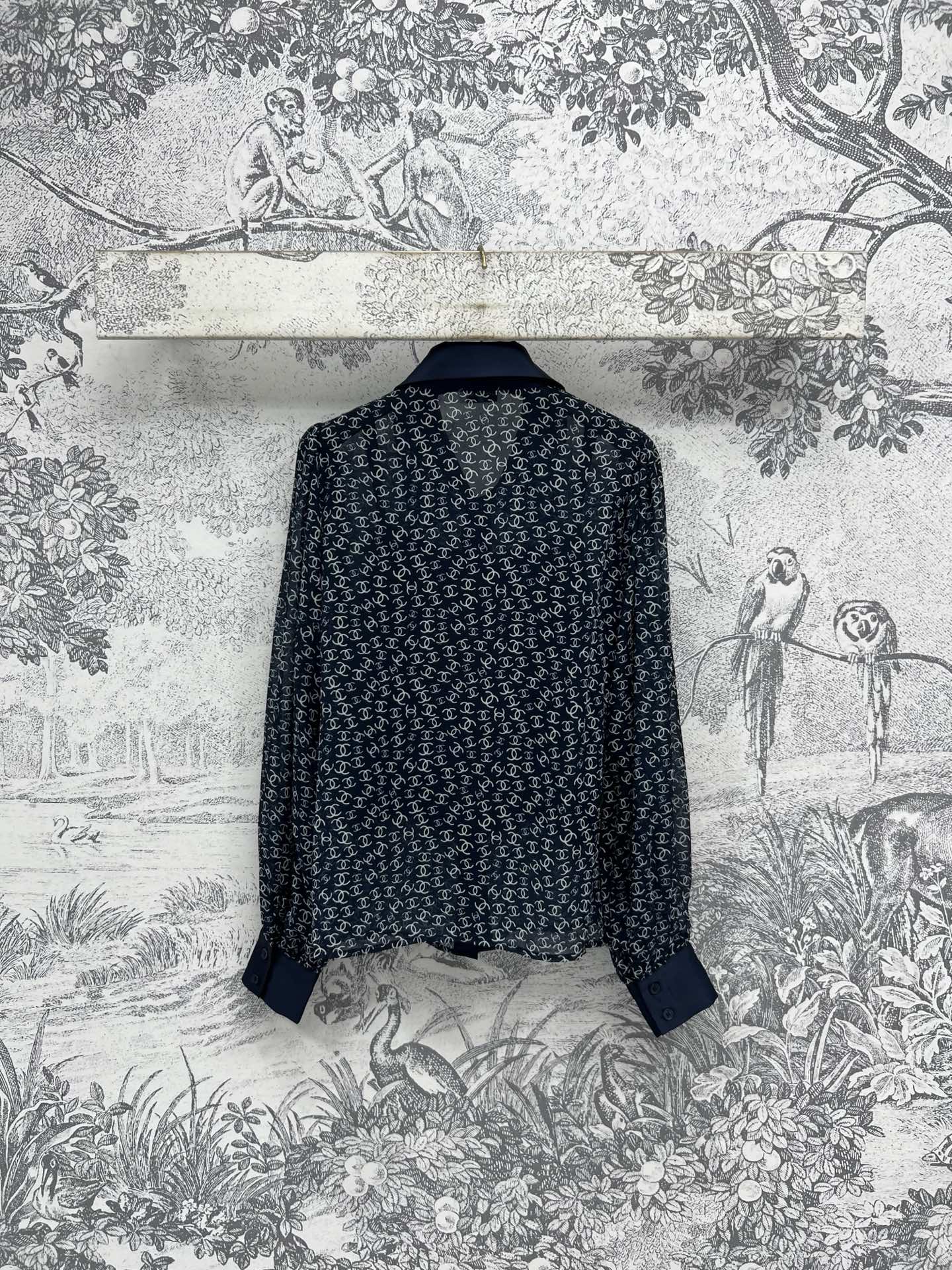 CC 25 Full-printed Logo Two-piece Shirt Dark Blue Polyester Fiber