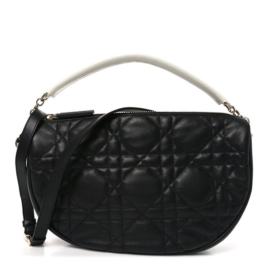 Lambskin Cannage Medium Dior Vibe Hobo Bag Black