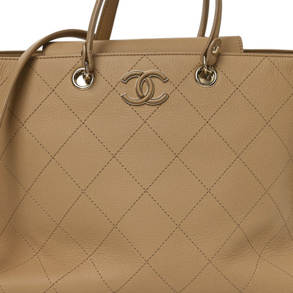 Bullskin Stitched Medium Shopping Bag Beige